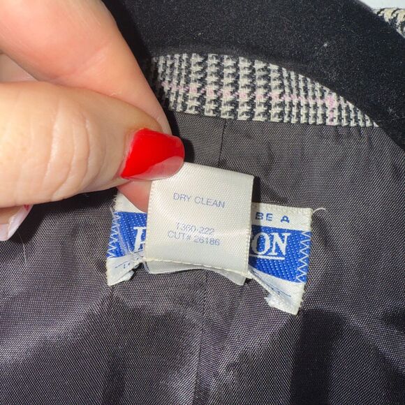 Pendleton Wool Double Breasted Houndstooth Blazer - Black/Lavender/White 14 - Picture 5 of 10